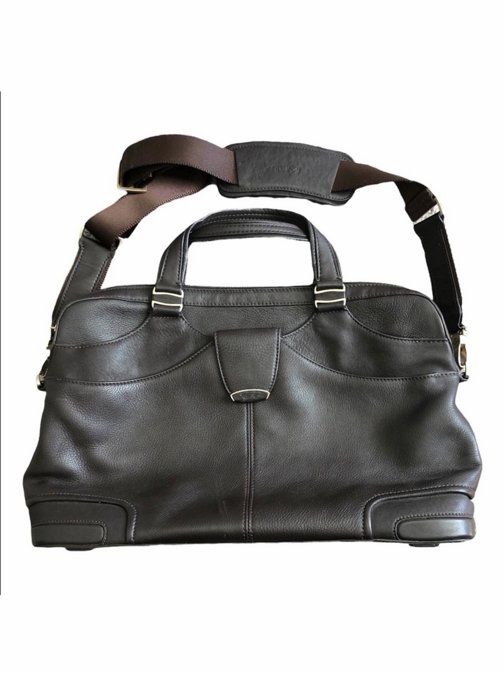 TUMI Brown Leather Briefcase Messenger Shoulder Bag